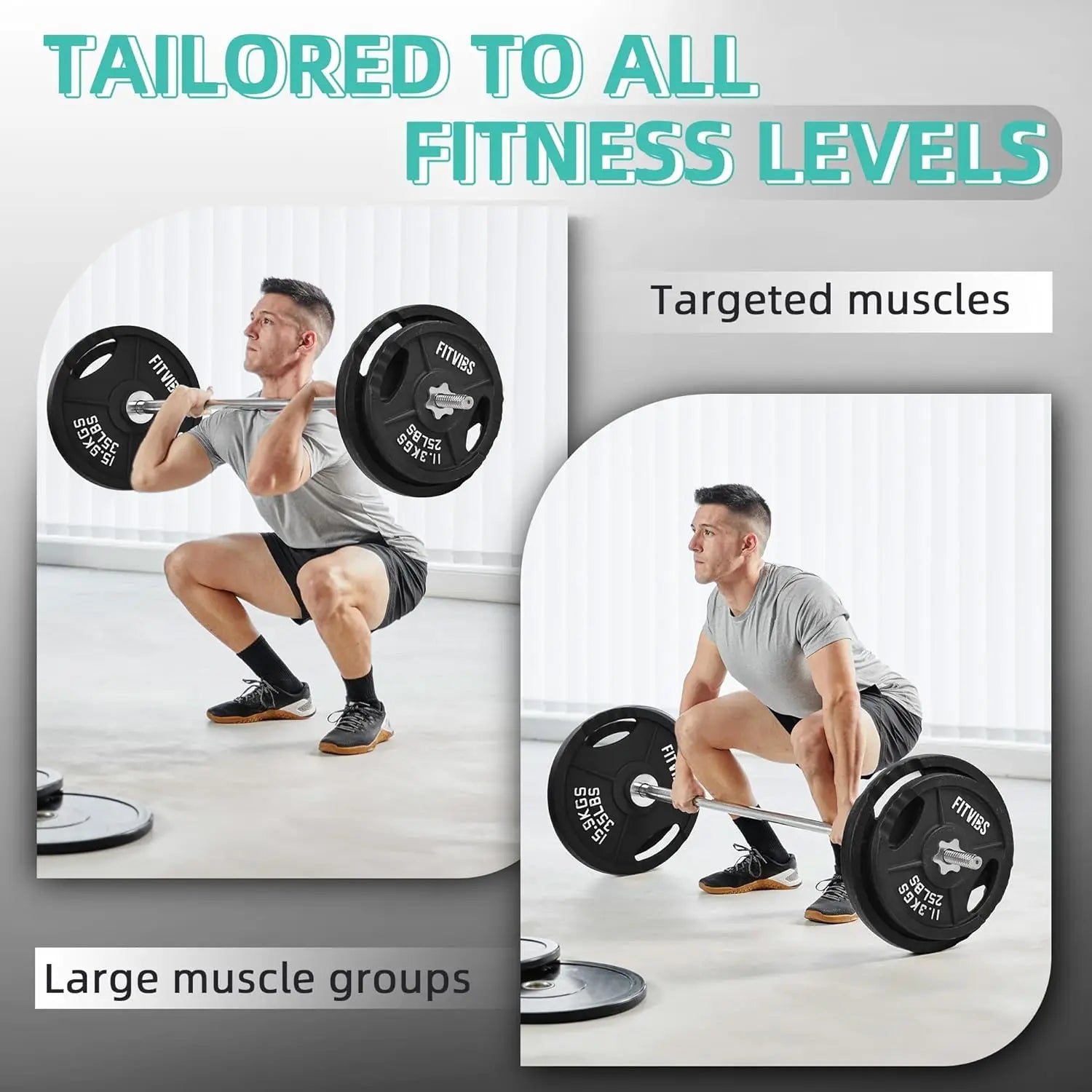 45-Pound Standard Weight Plates Set with 5FT Barbell and Star Locks, Multiple Styles for Home Gym