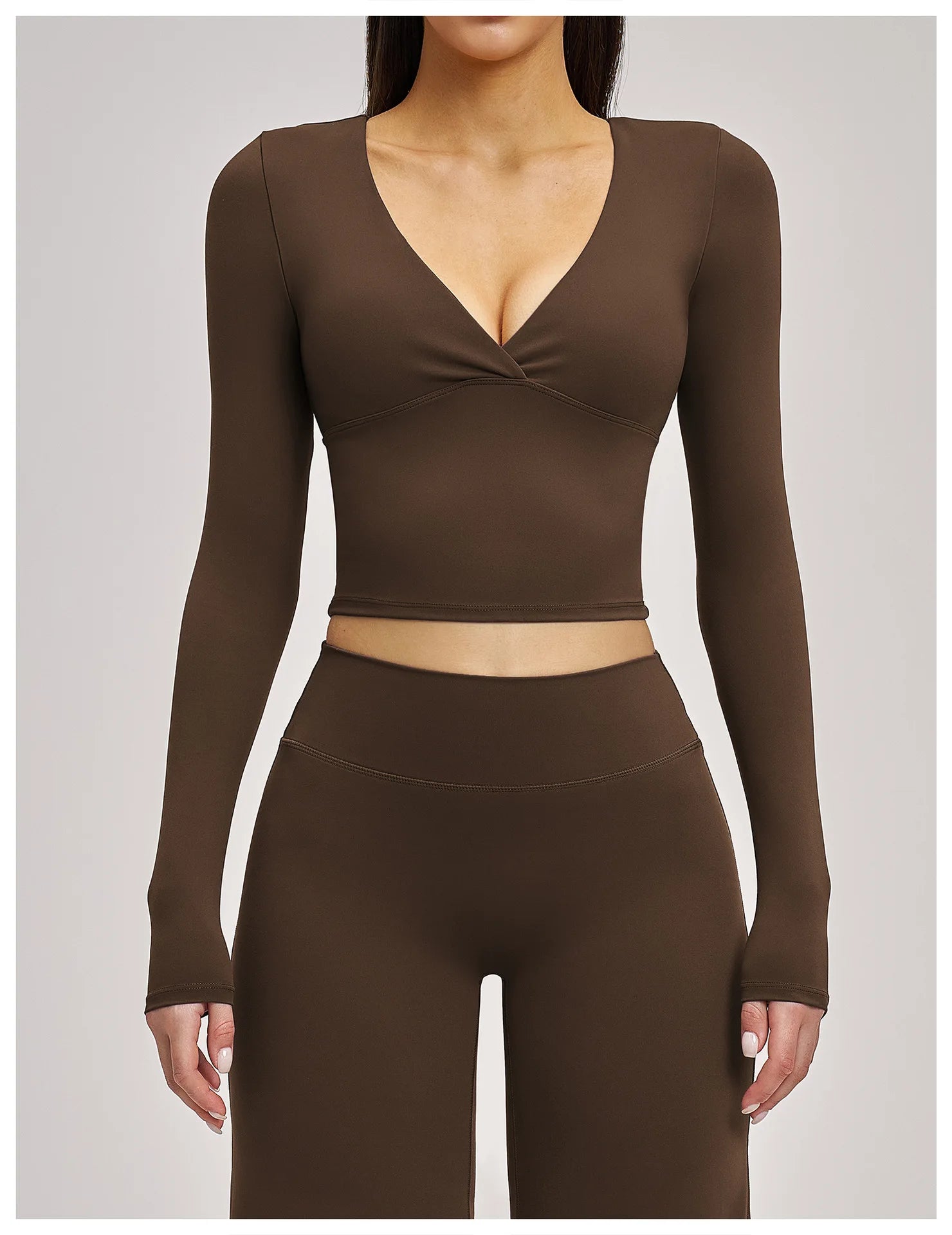 JUREN Yoga Long Sleeve Workout Top Gym Pilates Clothes Women Active Wear Sports Shirt Elastic Fitness Yoga Casual Running Shirts
