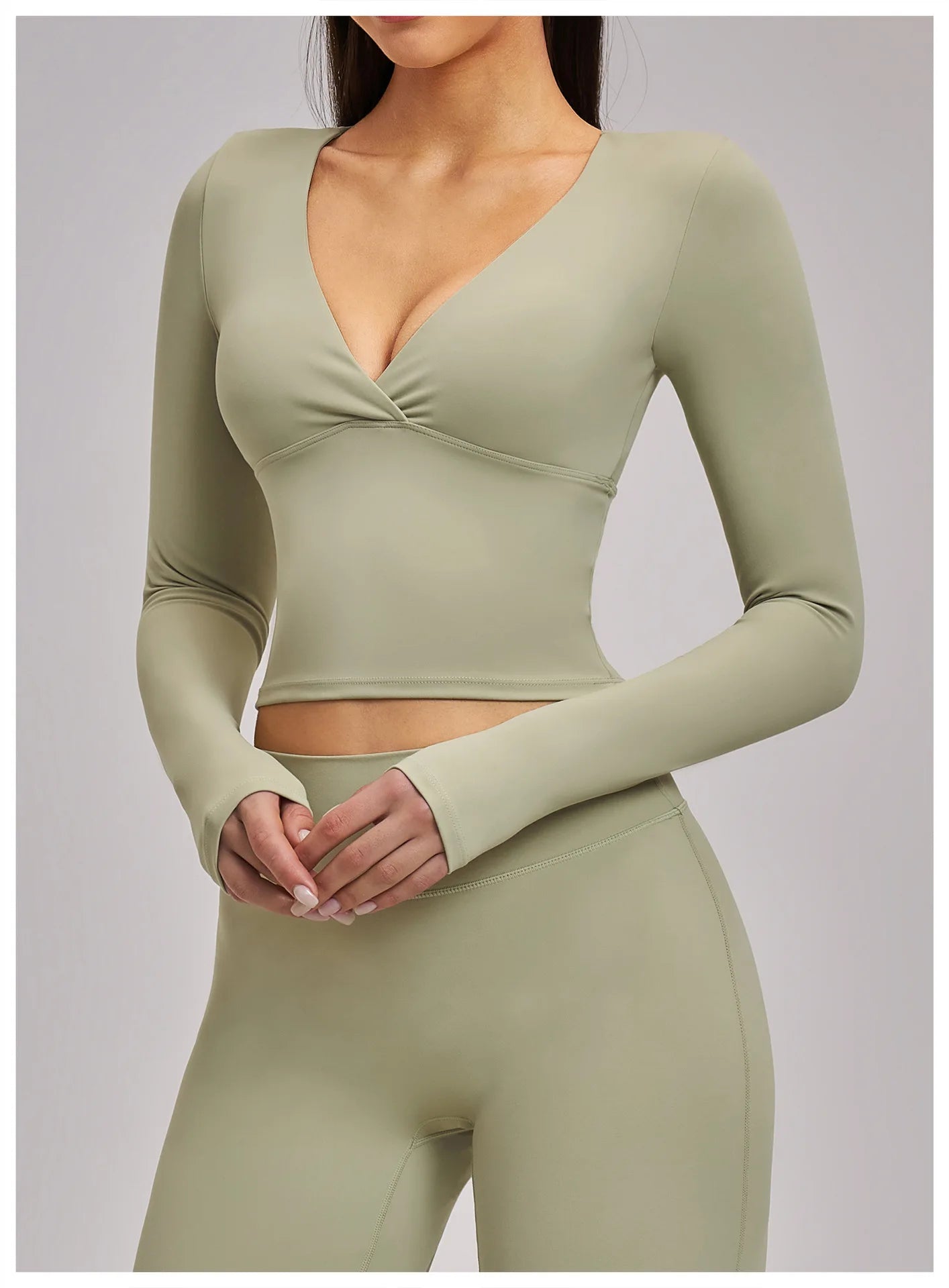 JUREN Yoga Long Sleeve Workout Top Gym Pilates Clothes Women Active Wear Sports Shirt Elastic Fitness Yoga Casual Running Shirts