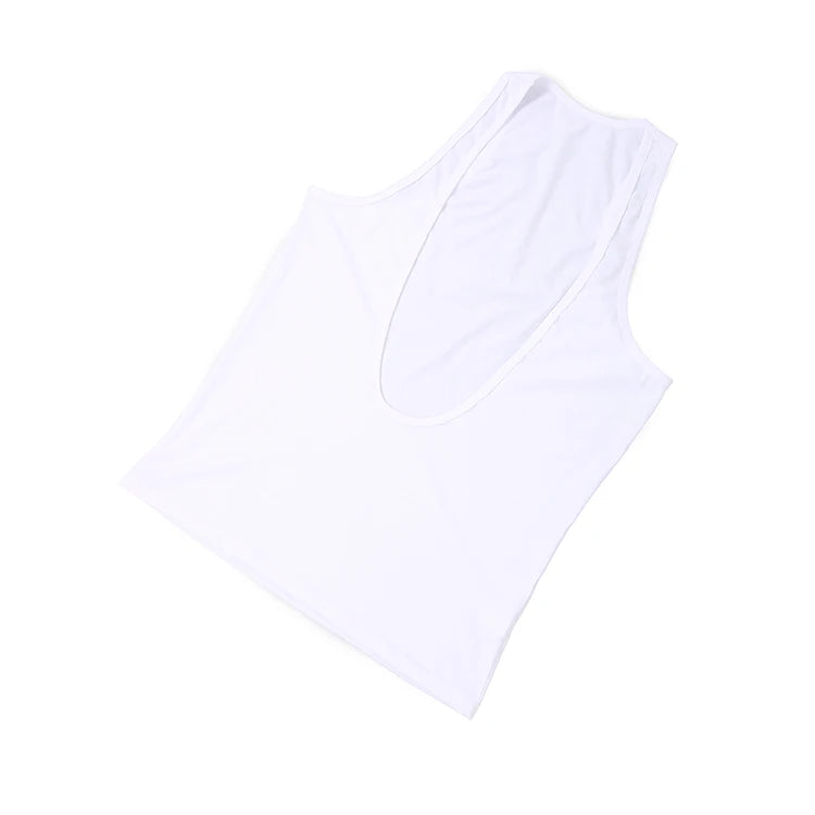 Muscle Tank Vest Men's Sports Sleeveless Shirts Sexy Deep V Neck Loose Summer Vests Solid Color T Shirts Fitness Gmy Tops