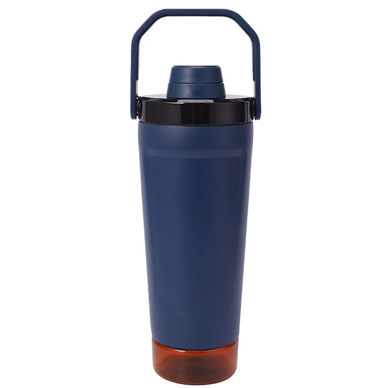 New Double-layer Protein Powder Shaker Cup, 304 Stainless Steel Insulated Sports and Gym Water Cup with Storage Compartment