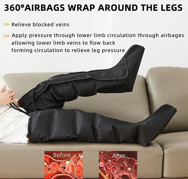 Air Compression Leg Massage 6 Airbag Pneumatic Boots Used for Circulation and Leg Muscle Relaxation to Relieve Varicos Veins
