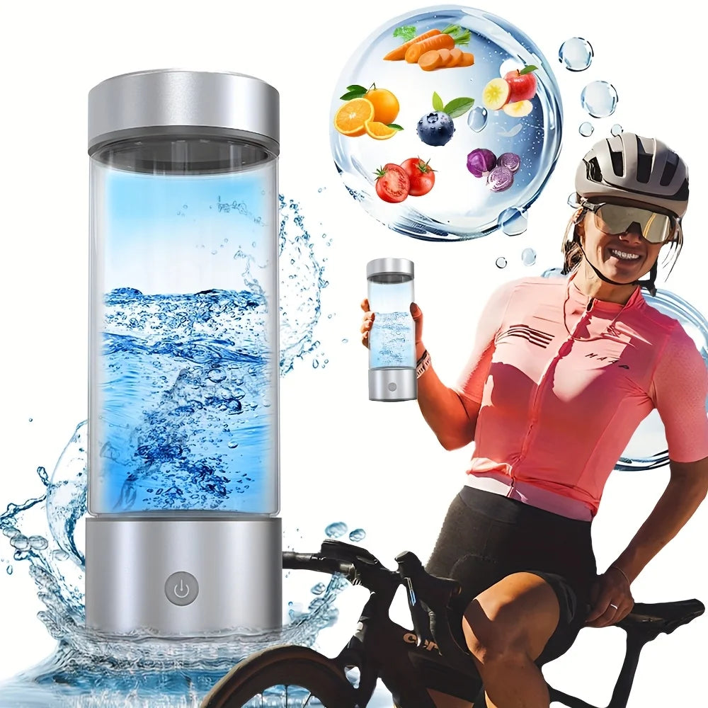 One hydrogen water bottle, hydrogen-rich water cup, USB-charged hydrogen electrolysis generator (3 minutes charge), fitness