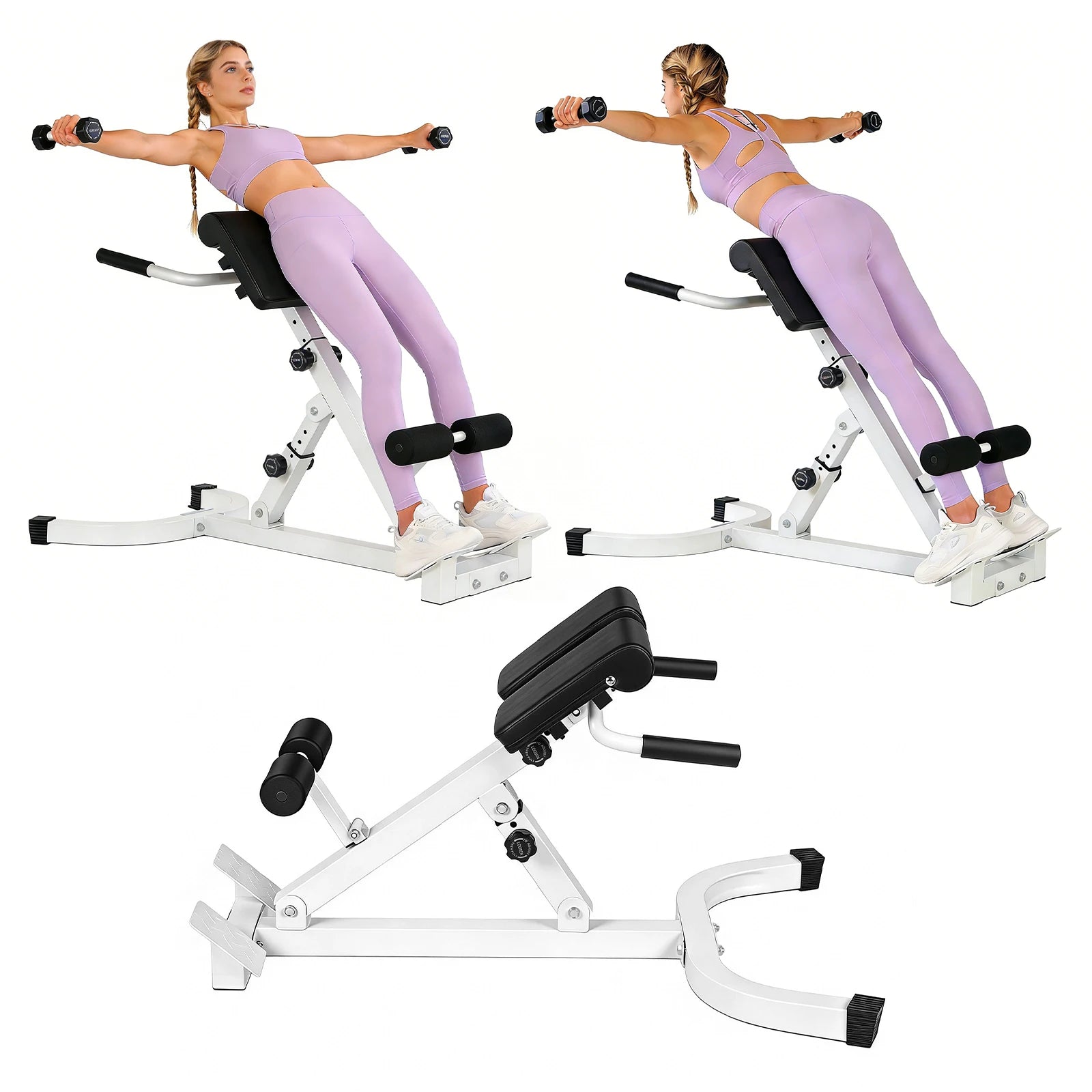 Roman Chair Foldable Multi-Functional Weight Bench Adjustable Multi-Purpose Workout Equipment for Home Gym