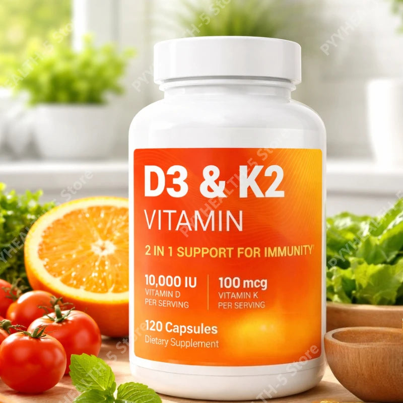 Vitamin D3 & K2 10,000 IU+MK-7 120 Capsules–Supports Bone & Heart Health with Magnesium Zinc & B6–No Fillers Non-GMO for Adults
