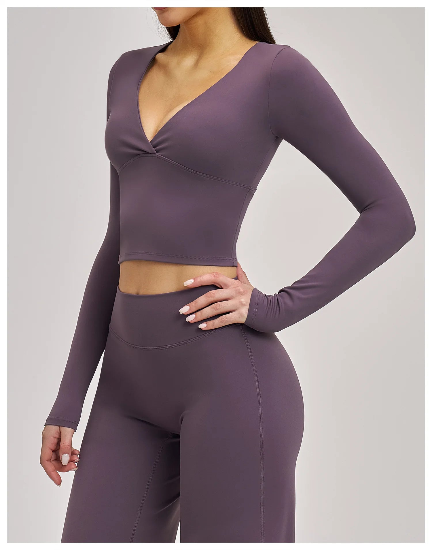 JUREN Yoga Long Sleeve Workout Top Gym Pilates Clothes Women Active Wear Sports Shirt Elastic Fitness Yoga Casual Running Shirts
