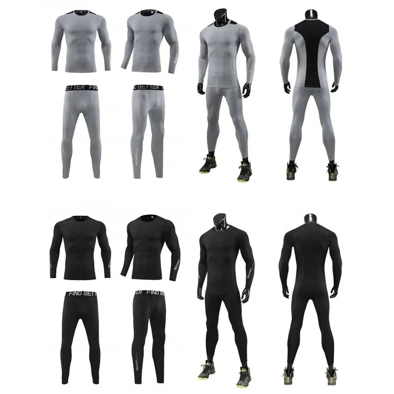 Men's Bodybuilding Activewear Fitness Suit with Elastic Compression Tights Slim Fit Workout Pants and Gym Muscle Boosting Runnin