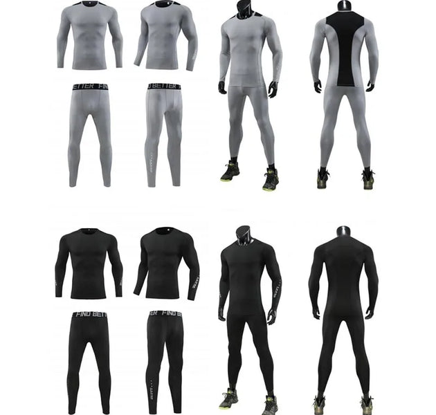 Men's Bodybuilding Activewear Fitness Suit with Elastic Compression Tights Slim Fit Workout Pants and Gym Muscle Boosting Runnin