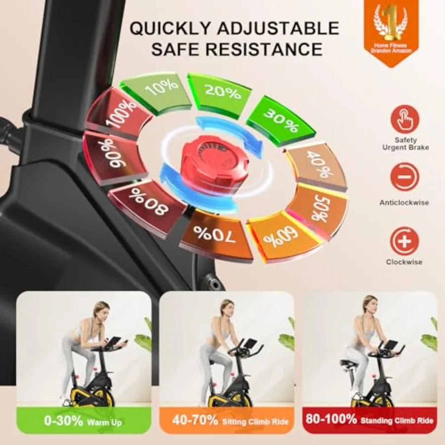 Indoor Cycling Bike for Home Exercise with Adjustable Magnetic Brake Pad Resistance Silent Belt Drive 330lbs Weight Ccity Upgra
