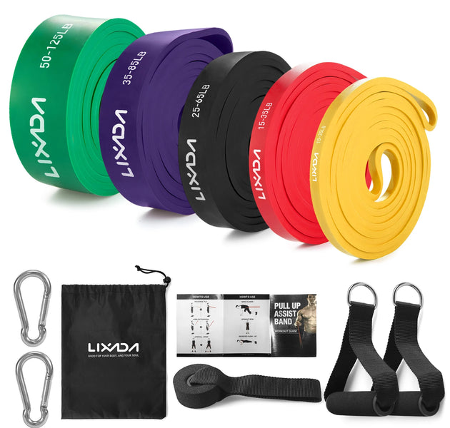 Lixada 5 Packs Pull Up Assist Bands Set Resistance Loop Bands Powerlifting Workout Exercise Stretch Bands and Carry Bag