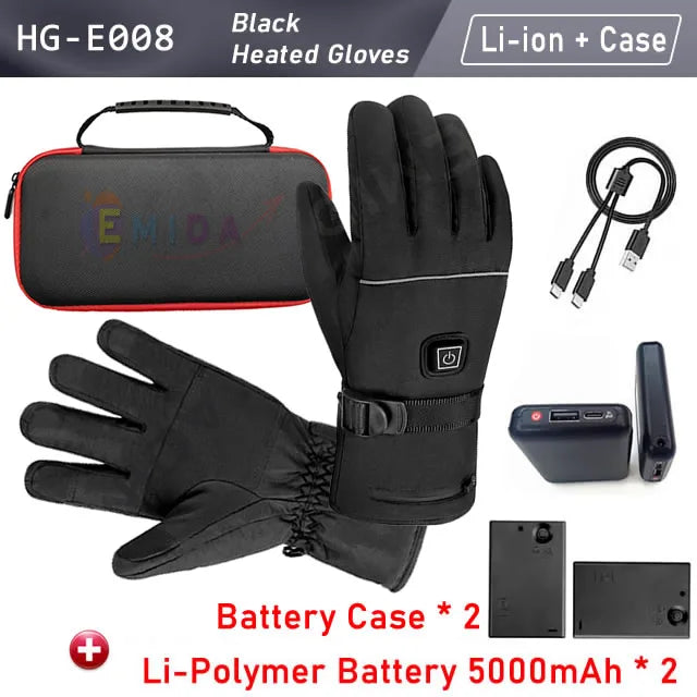 HG08 Outdoor Electric Heating Gloves Waterproof Guantes Touch Screen Li-Polymer Battery Riding Hiking Camping Motorbike Racing