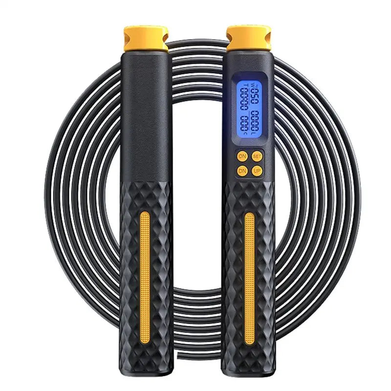 【New User-Coupon!】2 In 1 Multifun Skipping Rope Adult Smart Counting Skipping Rope Non-Slip Handles Jumps Black