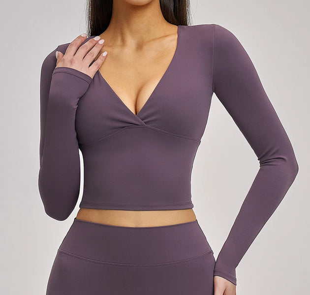 JUREN Yoga Long Sleeve Workout Top Gym Pilates Clothes Women Active Wear Sports Shirt Elastic Fitness Yoga Casual Running Shirts