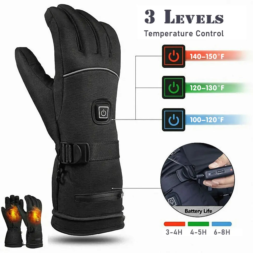 HG08 Outdoor Electric Heating Gloves Waterproof Guantes Touch Screen Li-Polymer Battery Riding Hiking Camping Motorbike Racing