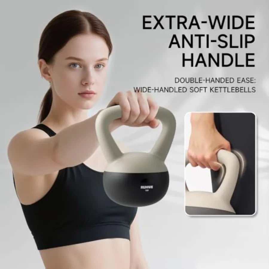 RUNWE Soft Kettlebell Sand Filled for 25 20 15 10 5 LB Soft-Sided Cushioned Base Safety Guaranteed Ideal for Men Women Beginner