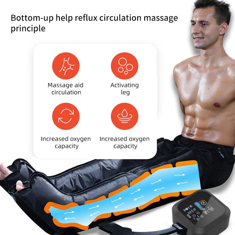 Air Pressure Leg Massager Pressotherapy Compression Boots 4 Chamber 260 mmHg Fast Recovery Lymphatic Drainage Physiotherapy
