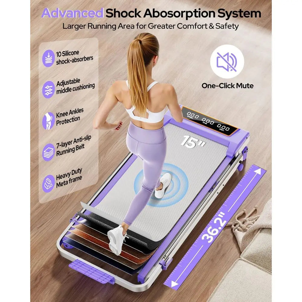 Portable 3.5HP Electric Treadmill with 12% Incline, Adjustable Height, Handle Bar, Under Desk Design, 350LBS Capacity, LED Displ