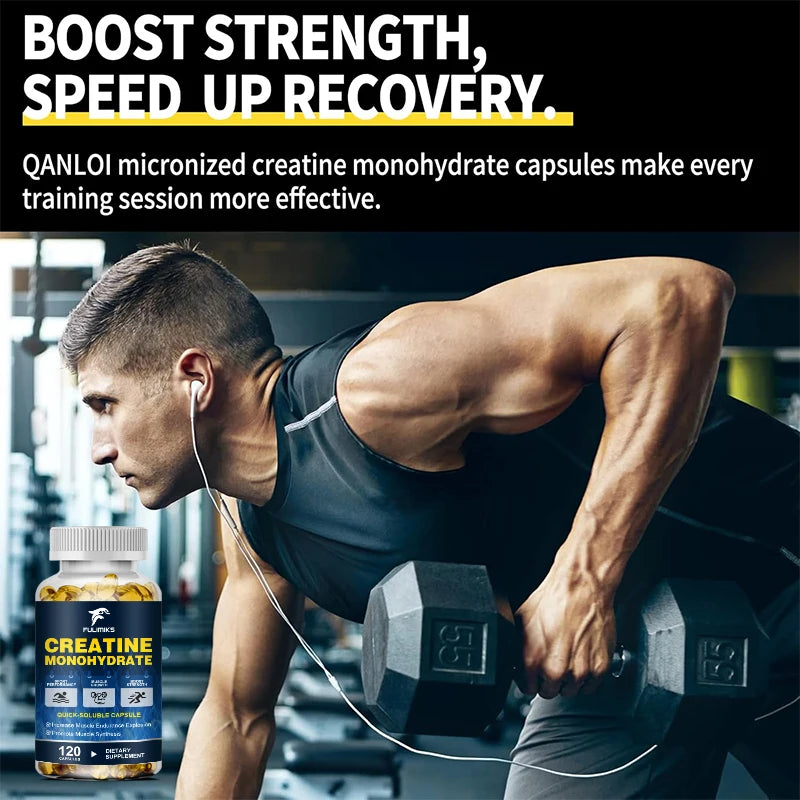 Buy 2 Get 2 Free! Premium Creatine Monohydrate Capsules, Support Muscle Growth, Strength Gains & Exercise Performance, Men