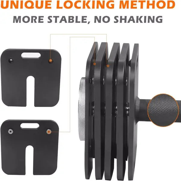 9-in-1 50LB Adjustable Square Dumbbells Set, Quick-Lock, Free Weights with Multi Weight Options