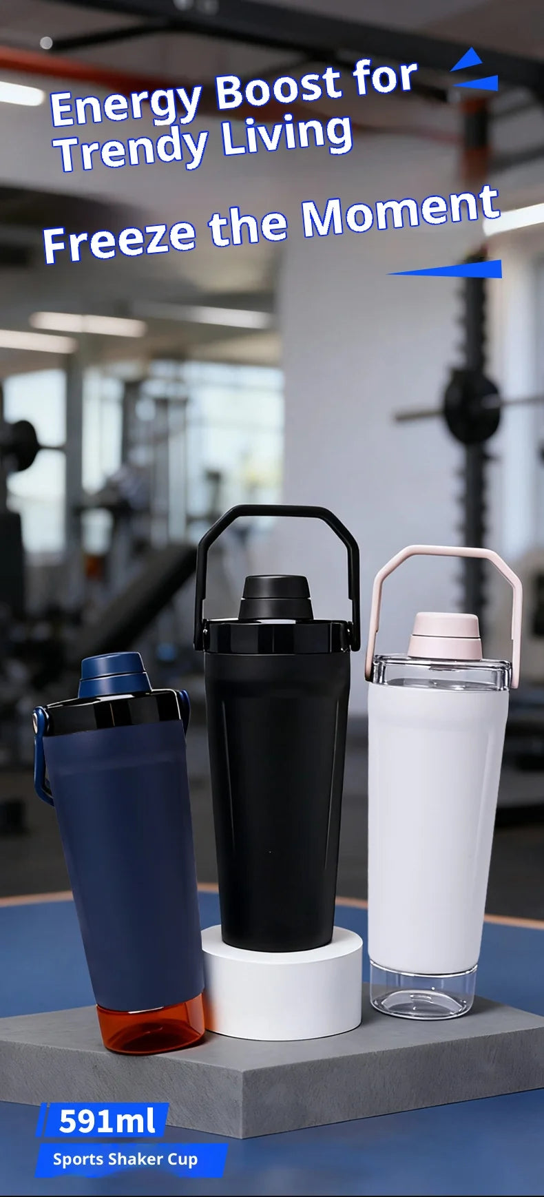 New Double-layer Protein Powder Shaker Cup, 304 Stainless Steel Insulated Sports and Gym Water Cup with Storage Compartment