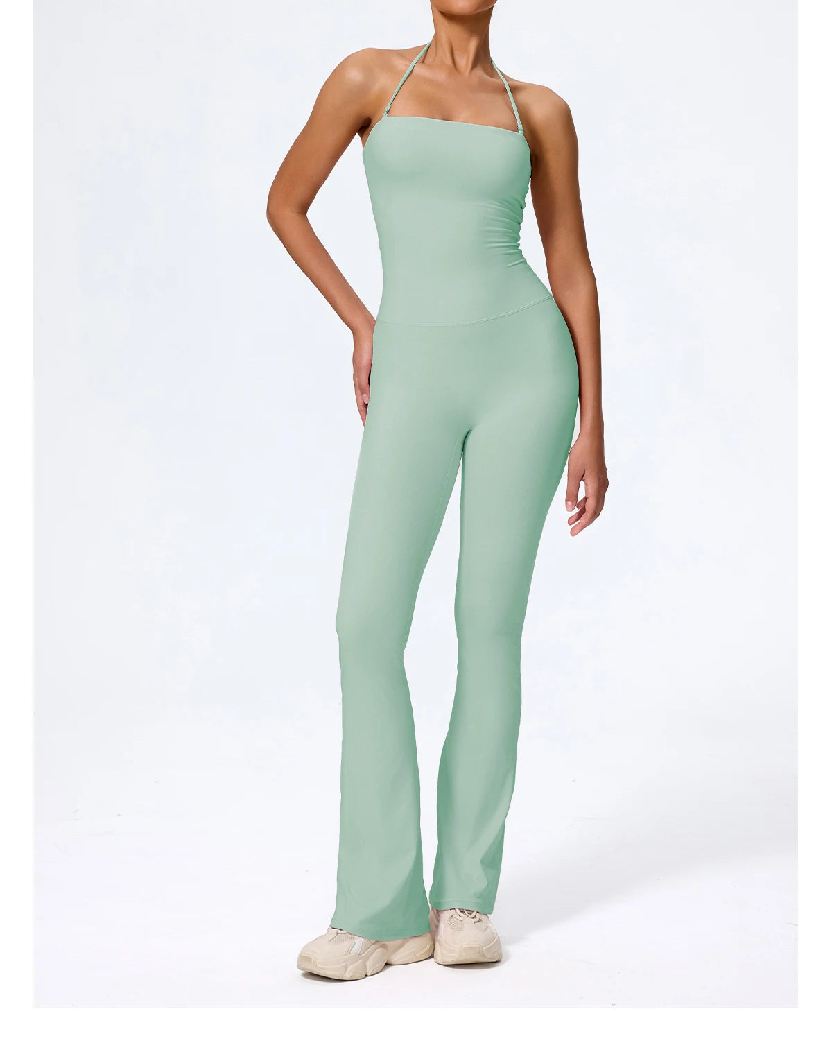 Ctenkevet New Women Sleeveless Hang Neck Jumpsuit Backless Flared Activewear Female Yoga Clothes Sport Outfit For Woman Overalls