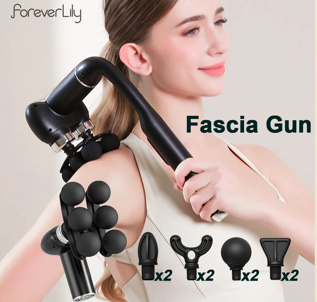 6-Heads Handhel Fascia Gun High Frequency Vibration Body Massage Gun Neck Shoulder Waist Back Handle Massager Fascia masajeador