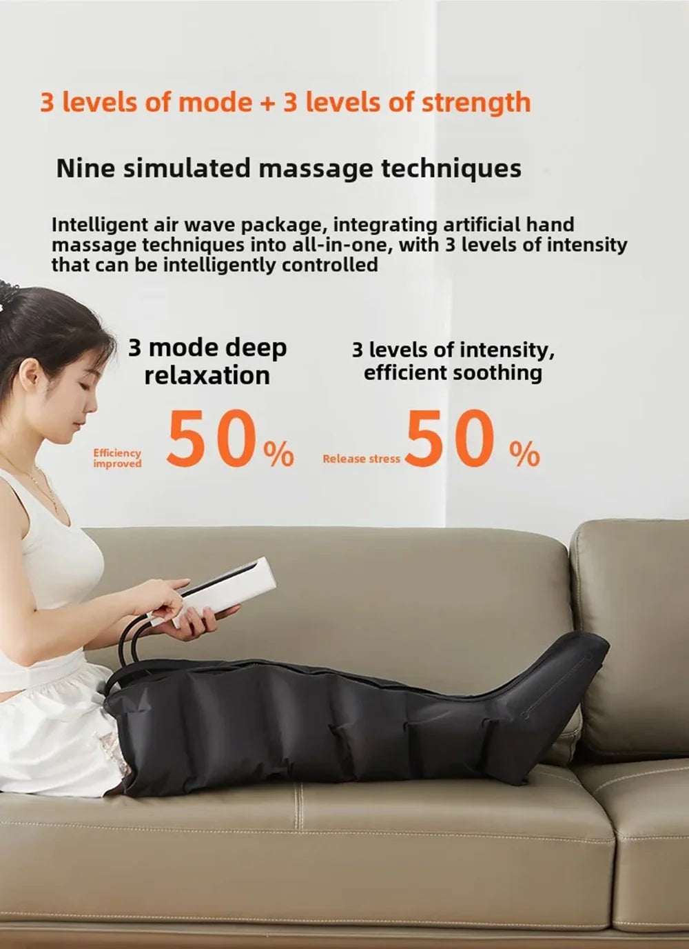 Air Compression Leg Massage 6 Airbag Pneumatic Boots Used for Circulation and Leg Muscle Relaxation to Relieve Varicos Veins NEW