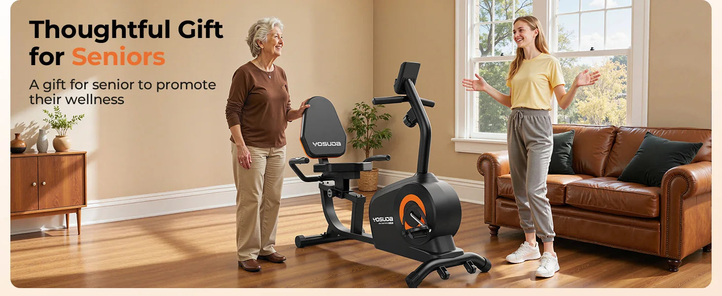 YOSUDA Recumbent Exercise Bike for Home,Magnetic Staionary Bike with Adjustable Seat,350LB Capacity,LCD Monitor