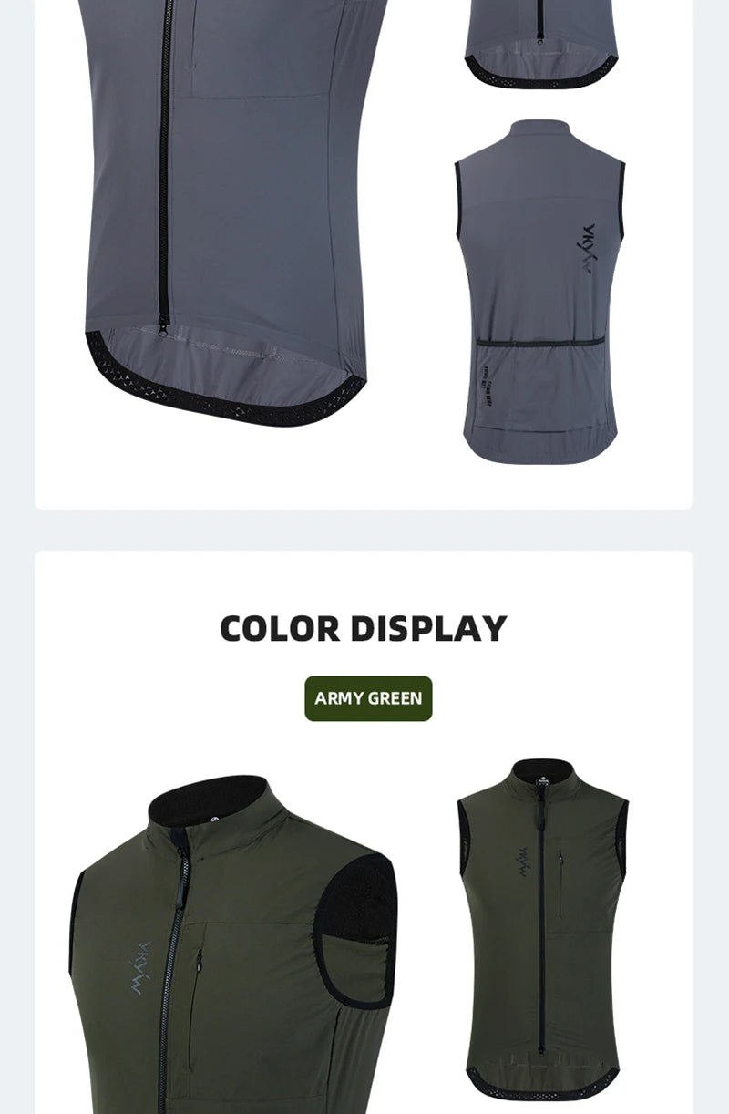 YKYW Cycling Vest Winter Waterproof Fleece Liner Rear Anti-slip Gripper Thermal Windproof Moisture Wicking 4 Pockets 7 color