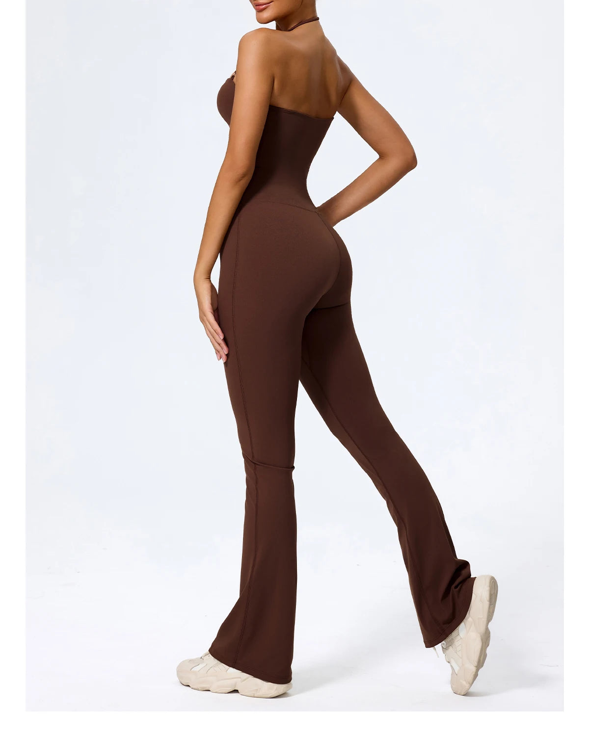 Ctenkevet New Women Sleeveless Hang Neck Jumpsuit Backless Flared Activewear Female Yoga Clothes Sport Outfit For Woman Overalls