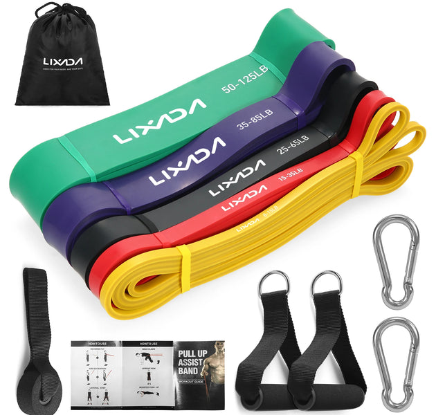 Lixada 5 Packs Pull Up Assist Bands Set Resistance Loop Bands Powerlifting Workout Exercise Stretch Bands and Carry Bag