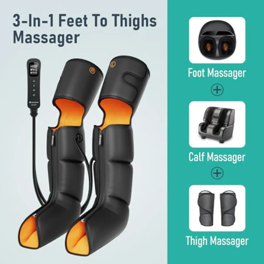 Leg Massager 3-in-1 Foot Calf and Thigh Massager with Heat and Compression Therapy Leg Massage Boots for Pain Relief FSA-HSA El