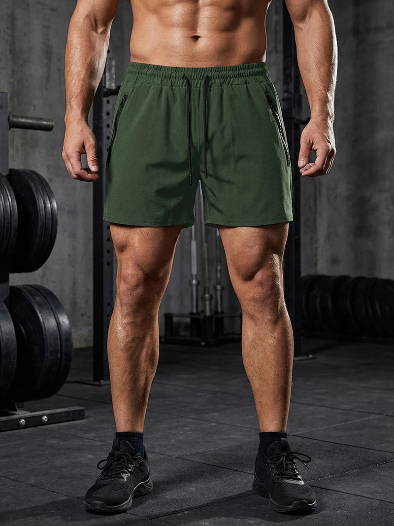 Men's Gym Workout Running Shorts with Zipper Pockets Mesh Liner Summer Sports Athletic Quick Dry Stretchy Shorts Swim Trunks
