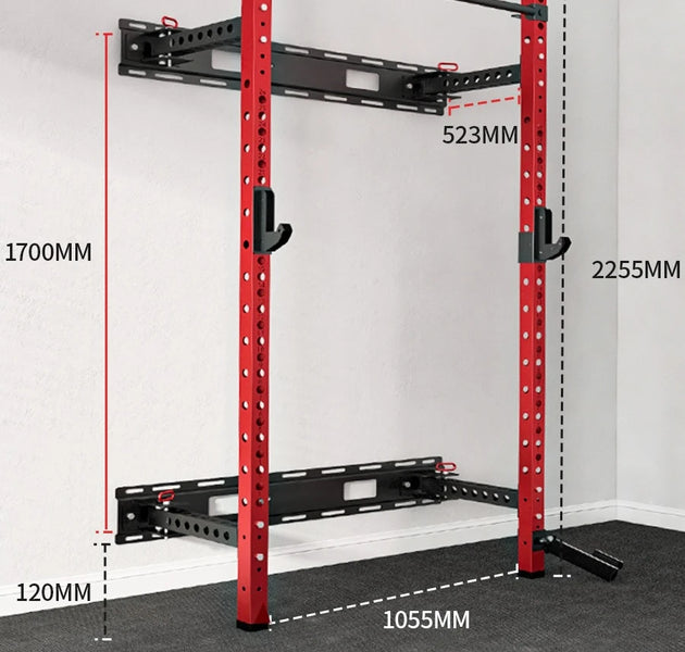 Home Gym Fitness Equipment Adjustable Power Cage Wall Mounted Folding Half Squat Rack
