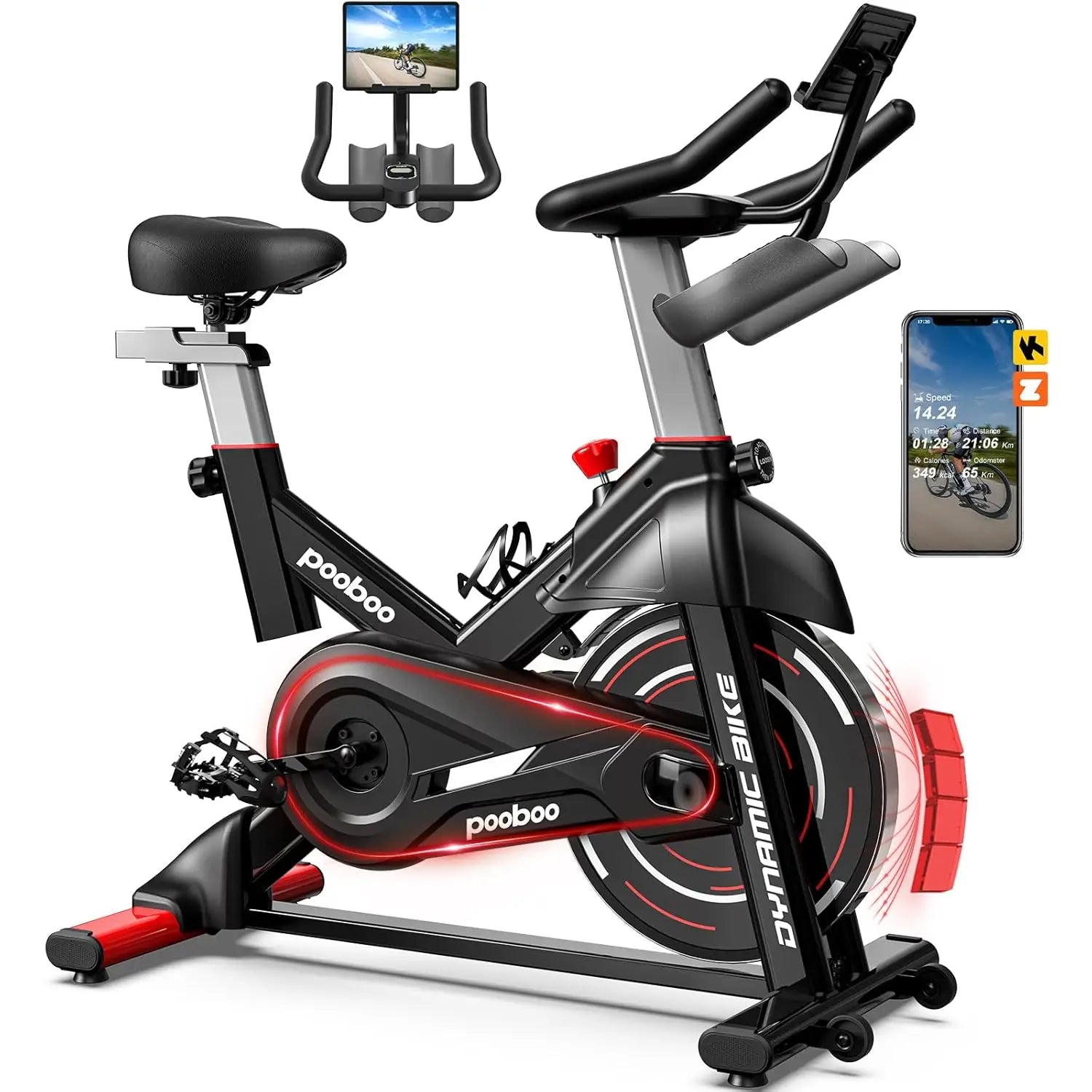 Magnetic Exercise Bike, Quiet Stationary Bike with APP and 350lbs Weight Capacity, Indoor Cycling Bike with LCD, Customized
