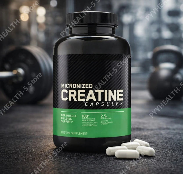 Creatine Monohydrate Supplement 60 Capsules Muscle Strength Fitness Pre-Workout Post-Workout Muscle Recovery Non-GMO Gluten-Free