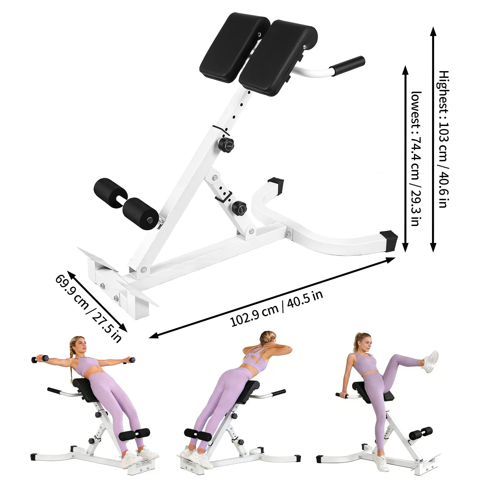 Roman Chair Foldable Multi-Functional Weight Bench Adjustable Multi-Purpose Workout Equipment for Home Gym
