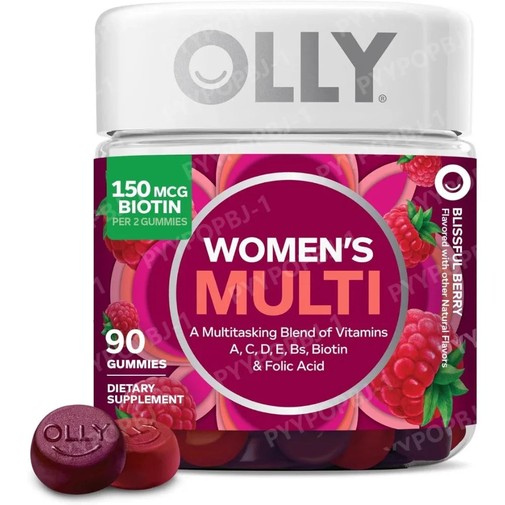 OLLY Women's Multivitamin Gummy, Vitamins A, D, C, E, Biotin, Folic Acid, Adult Chewable Vitamin, Berry Flavor, 45 Day Supply