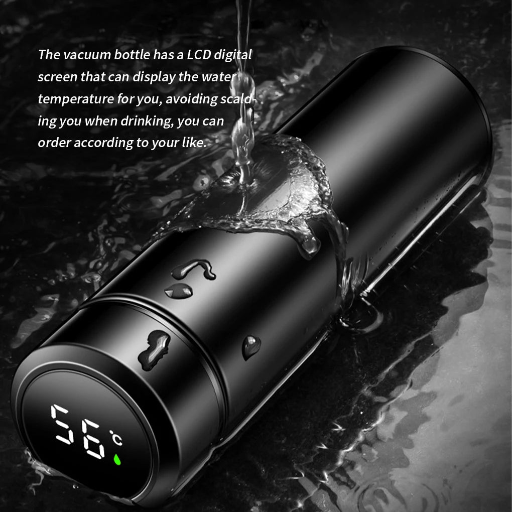 500ml Smart Insulation Cup Vacuum Bottle Thermos 304 Stainless Steel Minimalist Water Bottle LCD Digital Screen Portable Cup