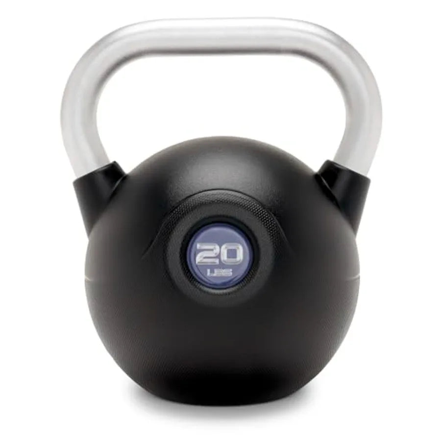 Marcy Commercial Grade PU Coated Kettlebell 10 to 40 LB Single Weights with Textured Steel Handle Flat Base for Full Body Stren