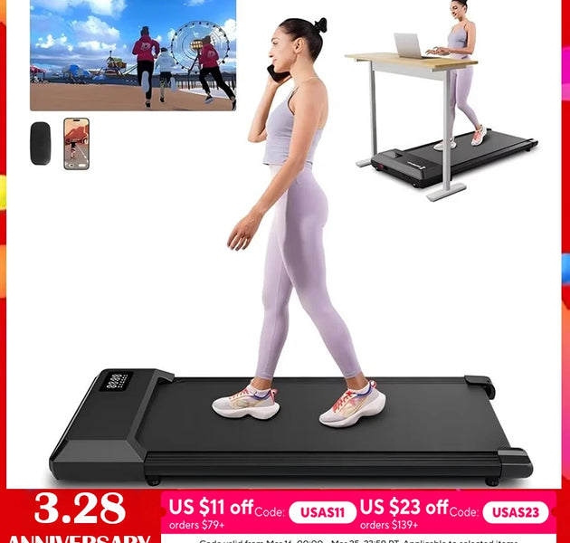 Superun  2-in-1 Home/Office 2.5 HP Walking Treadmill,mini Treadmills for Small Spaces with APP & Remote Control