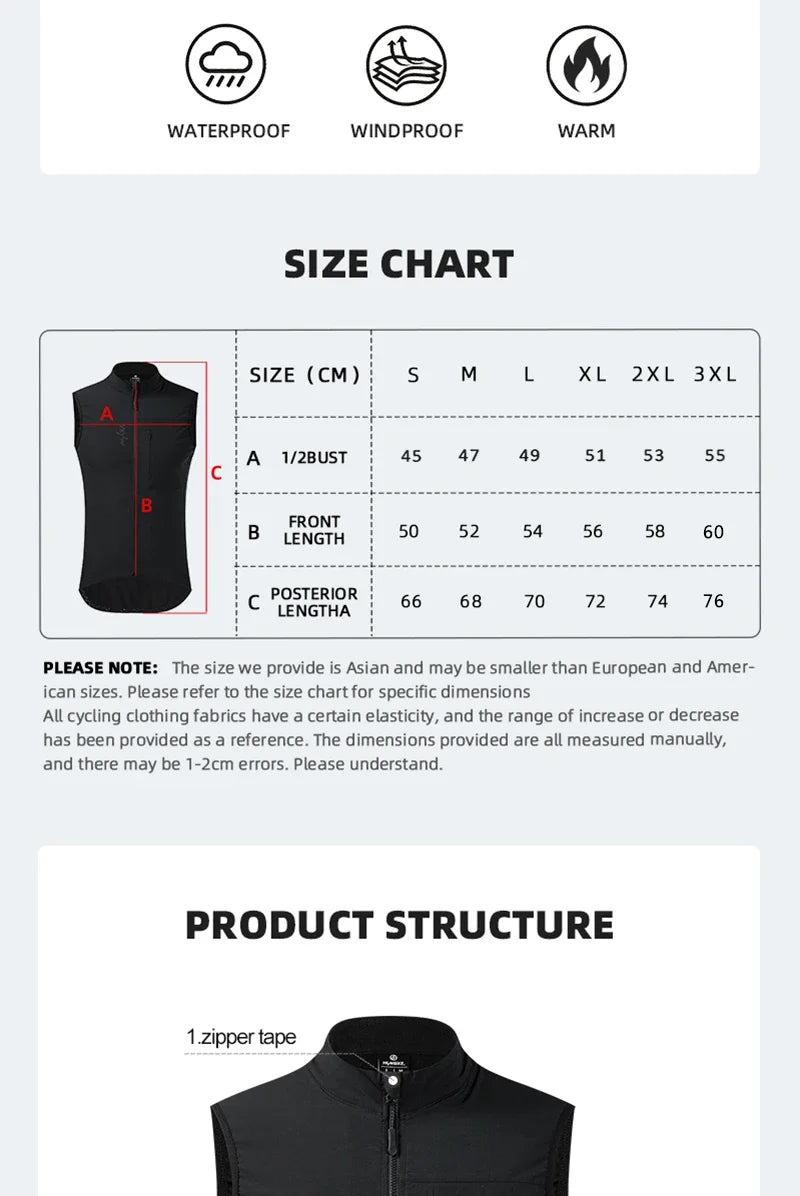 YKYW Cycling Vest Winter Waterproof Fleece Liner Rear Anti-slip Gripper Thermal Windproof Moisture Wicking 4 Pockets 7 color
