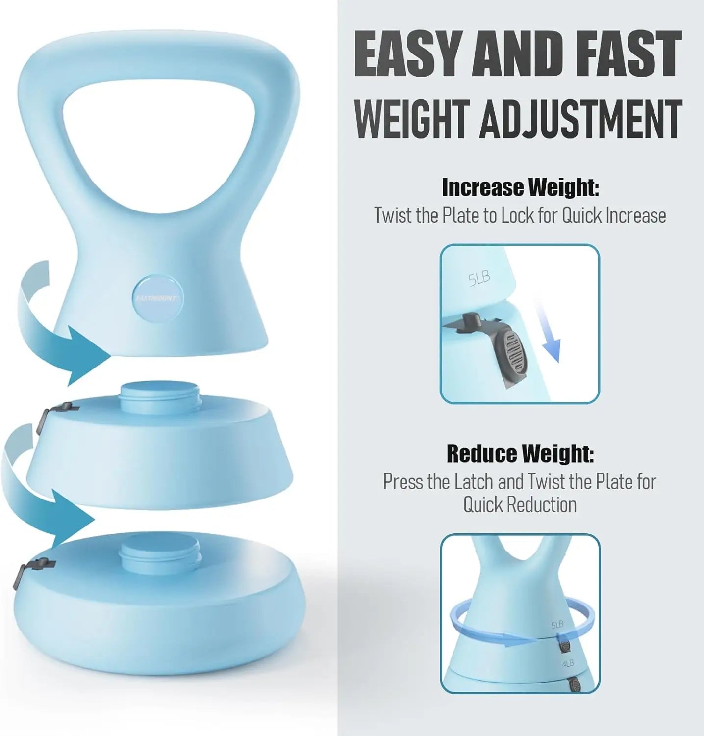 Adjustable Kettlebell Set: 3-in-1 Weights (5/9/15 LB), Ergonomic Handle, Home Gym Fitness Tool