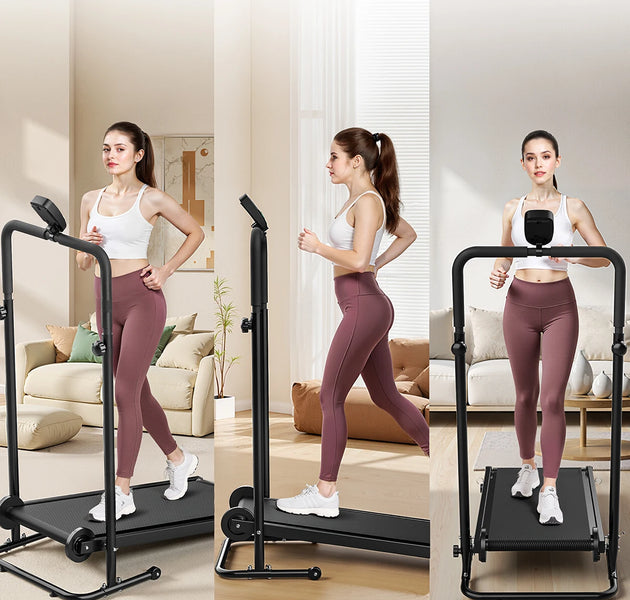 Non-Electric Treadmill with Dual Flywheel & Fixed Incline - Motorless Treadmill with LCD Monitor,Non-Slip Belt,for Home/Gym Use