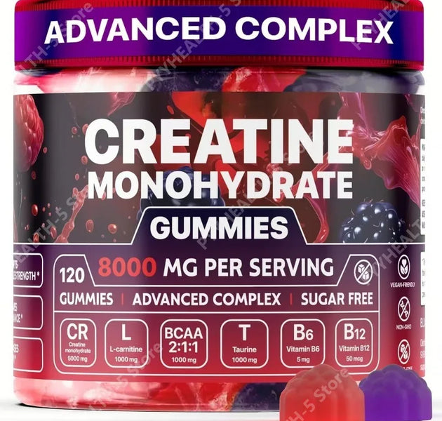 Creatine Monohydrate Gummies Vegan, Sugar-Free Pre Workout Creatine for Men & Women – Raspberry & BlackBerry Flavored Chewable