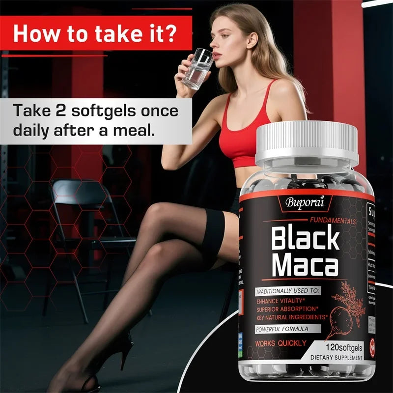 Black Maca Supplement - Increase Muscle Mass, Hormone Balance, Improve Energy and Endurance, Super Absorption, Relieve Fatigue