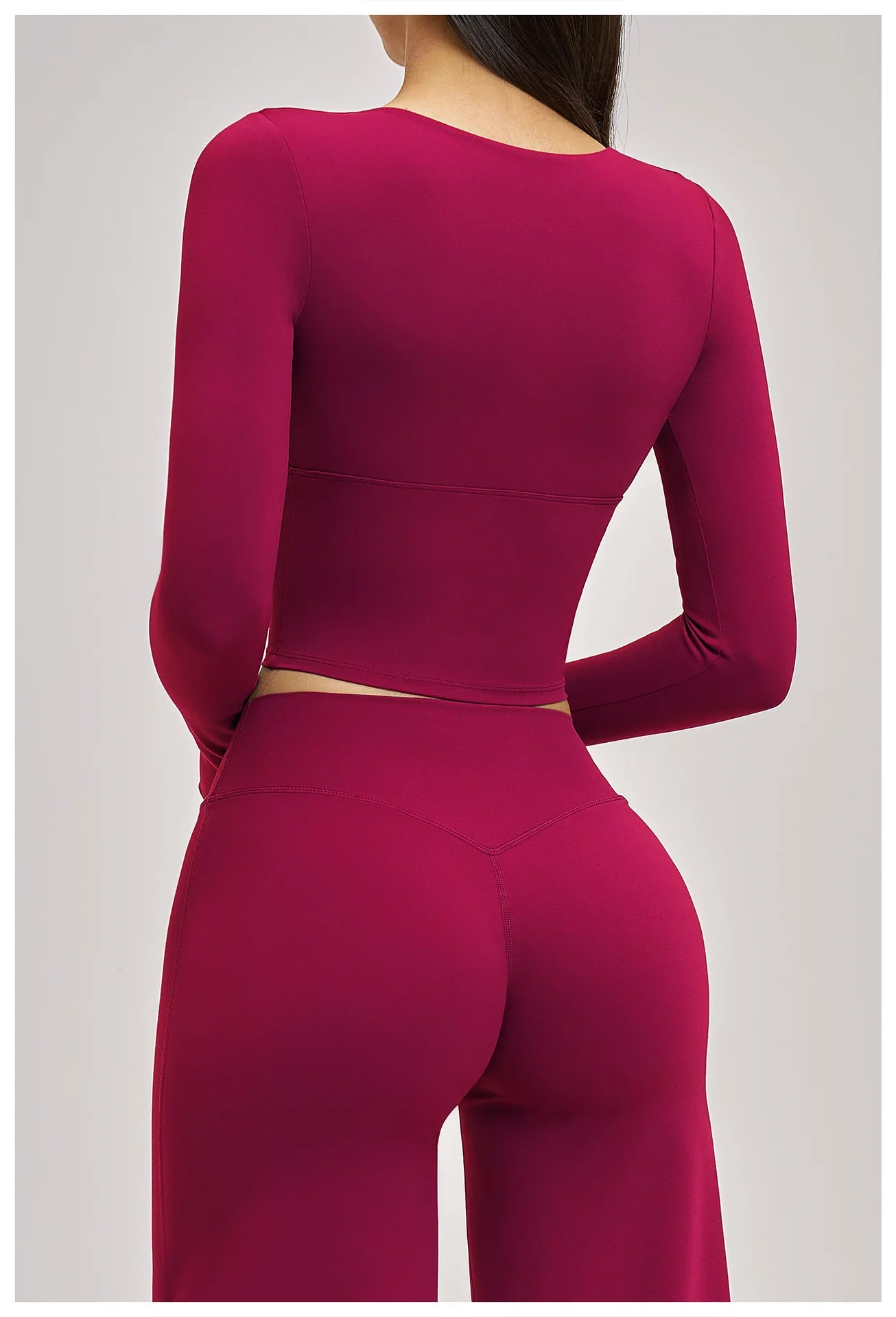 JUREN Yoga Long Sleeve Workout Top Gym Pilates Clothes Women Active Wear Sports Shirt Elastic Fitness Yoga Casual Running Shirts