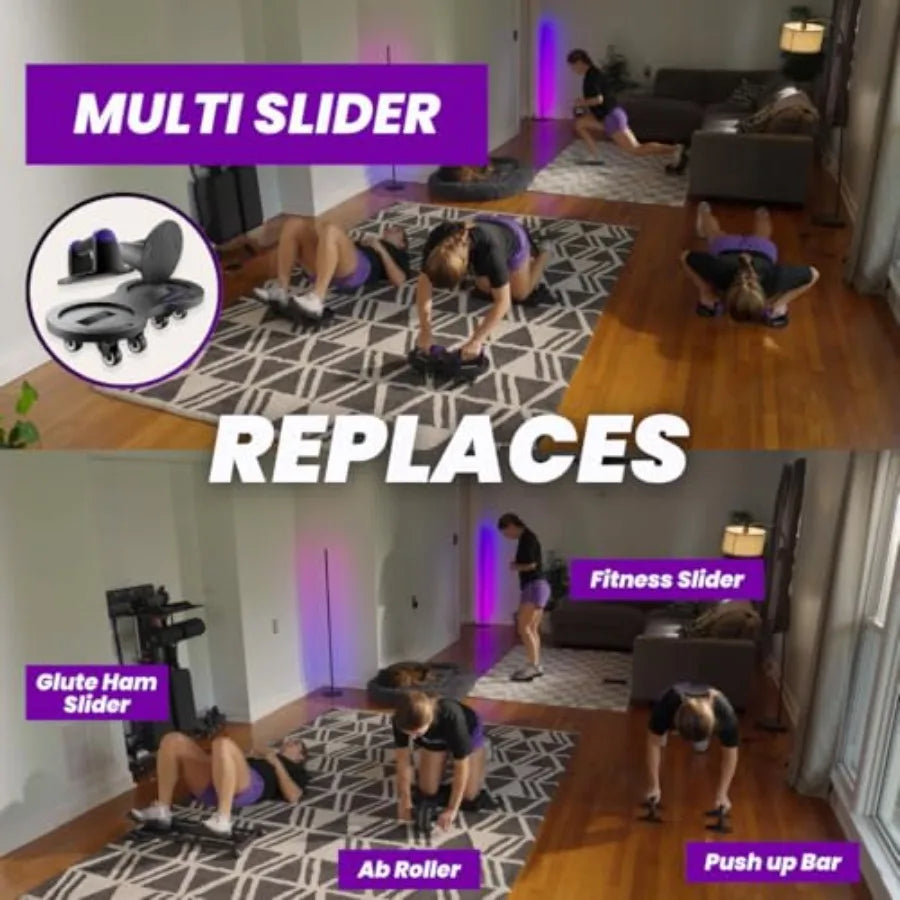 Multi Slider Home Gym Workout Device All-in-One Core Training System with Push-Up Handles Multifunctional Ab Roller Core Slider