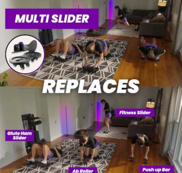 Multi Slider Home Gym Workout Device All-in-One Core Training System with Push-Up Handles Multifunctional Ab Roller Core Slider