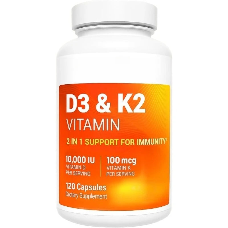 Vitamin D3 & K2 10,000 IU+MK-7 120 Capsules–Supports Bone & Heart Health with Magnesium Zinc & B6–No Fillers Non-GMO for Adults